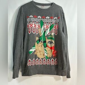 Mens Medium Skiing Sloth Ugly
Christmas Holiday Sweatshirt NWT
Runs Big Gray